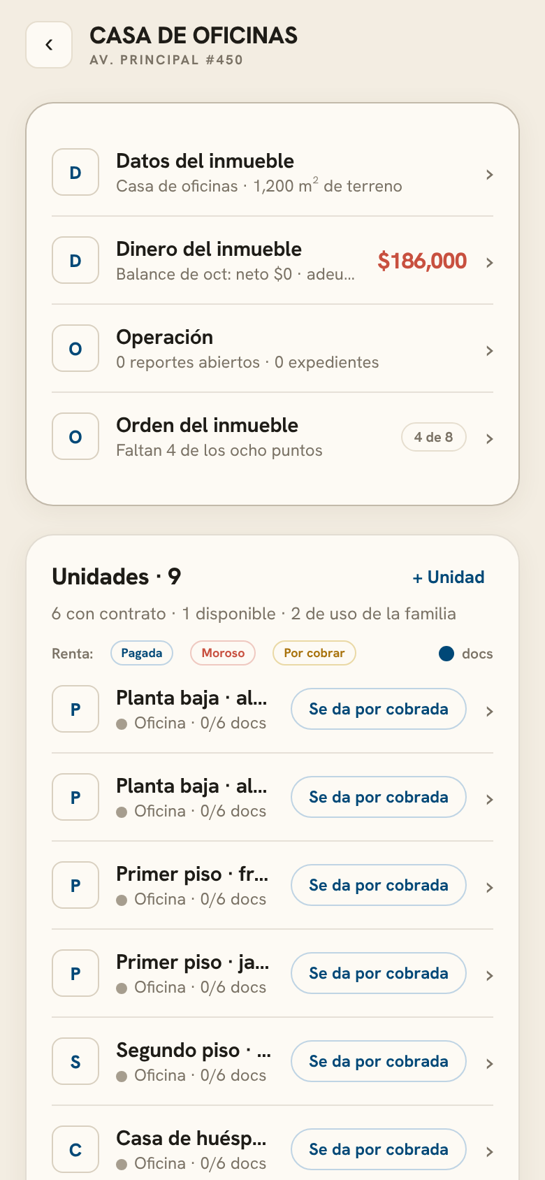 Torre con unidades